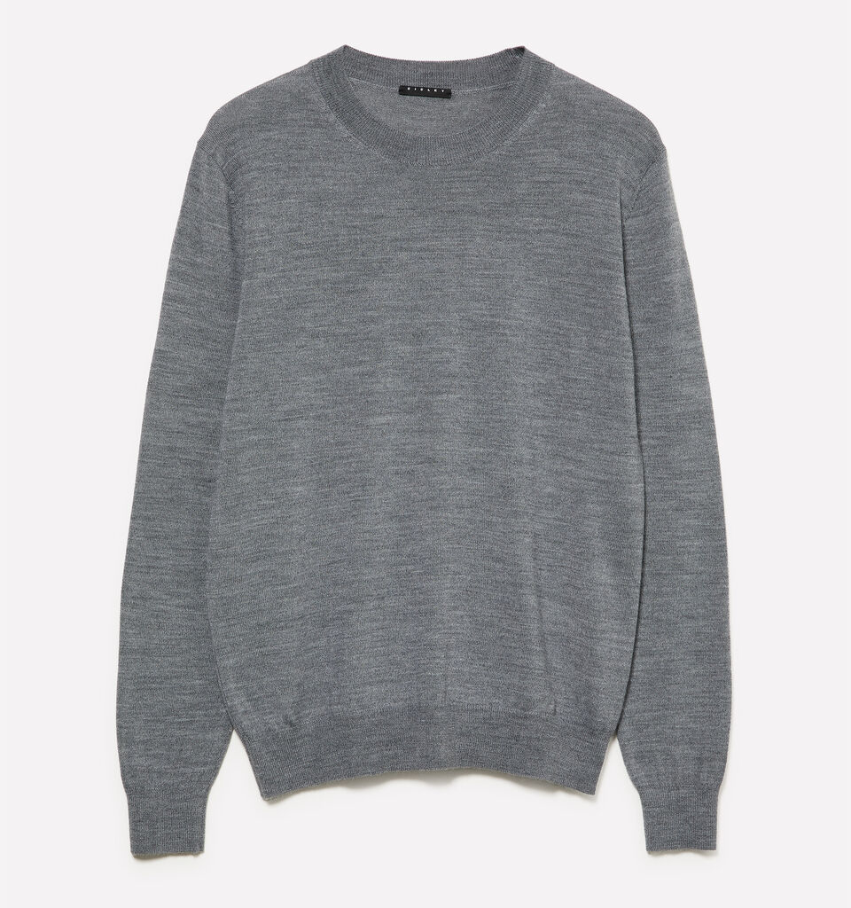 Dunkelgrauer Pullover aus melierter Wollmischung - rundhalspullover für herren - Grau | Sisley image number 1